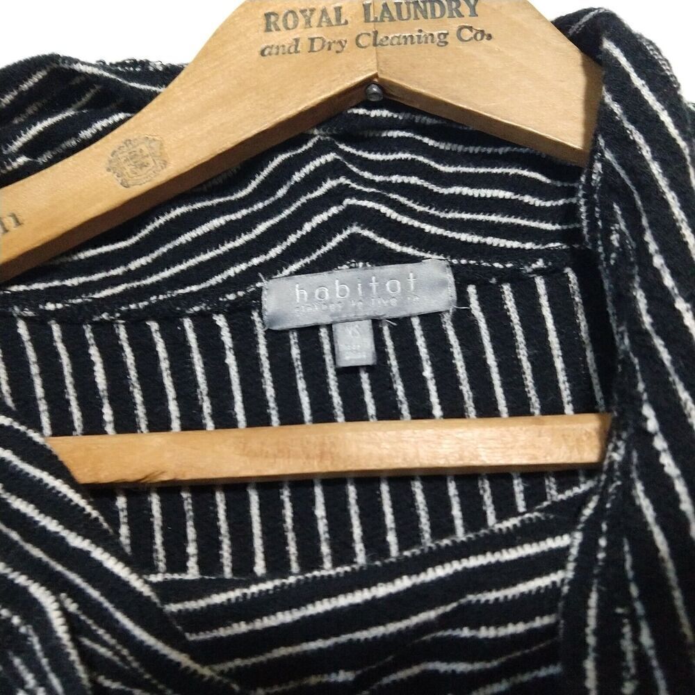 Habitat Striped Cowl Neck Tunic Top Size XS Black White Cotton Pullover Terry - Picture 5 of 7
